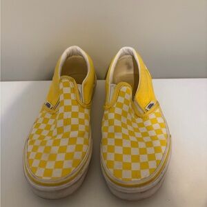 Vans Kids Yellow and White Checkered Sneakers